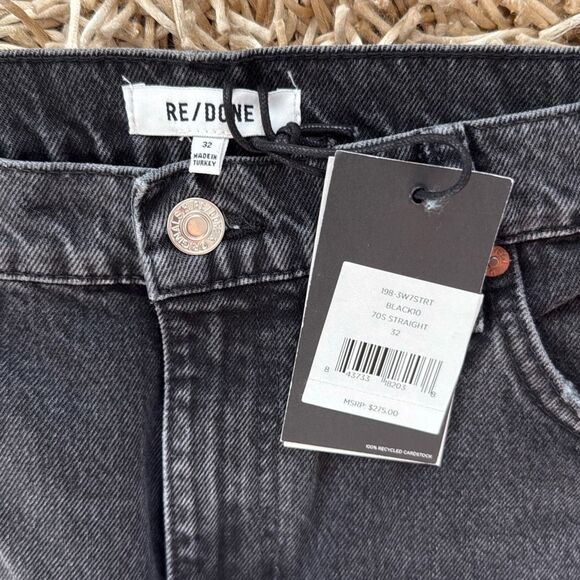 Re/Done 70s Straight High Rise Jeans Black Size 32 - Picture 4 of 8